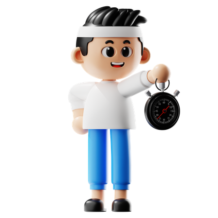 Man Holding Stopwatch  3D Illustration