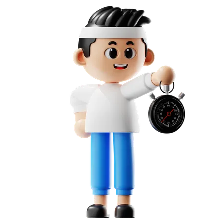 Man Holding Stopwatch  3D Illustration