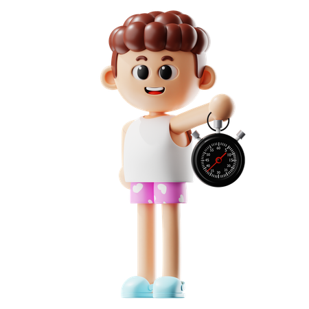 Man Holding Stopwatch  3D Illustration