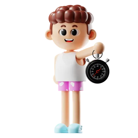 Man Holding Stopwatch  3D Illustration