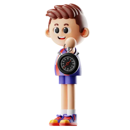 Man Holding Stopwatch  3D Illustration