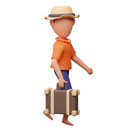 Man holding suitcase  3D Illustration