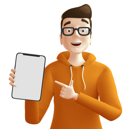 Man Holding Tablet  3D Illustration