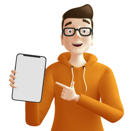 Man Holding Tablet  3D Illustration