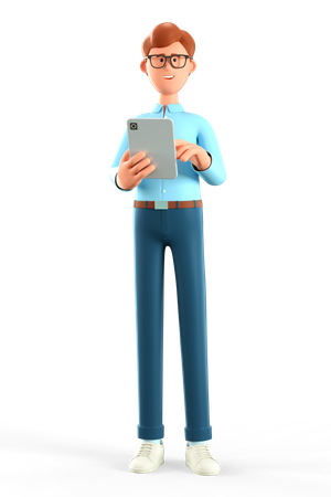 Man holding tablet  3D Illustration