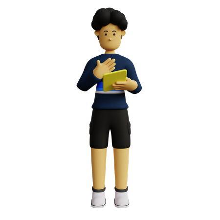 Man holding tablet  3D Illustration