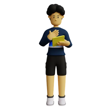 Man holding tablet  3D Illustration