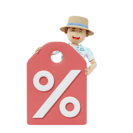 Man Holding Tag  3D Illustration