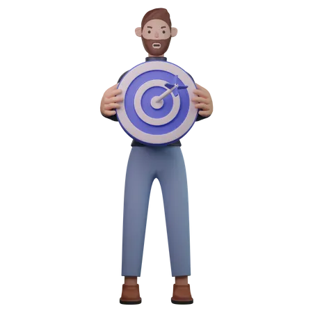 Man holding target board 3D Illustration