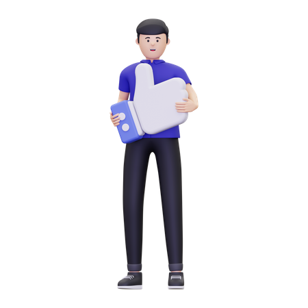 Man Holding The Thumbs Up Symbol  3D Illustration