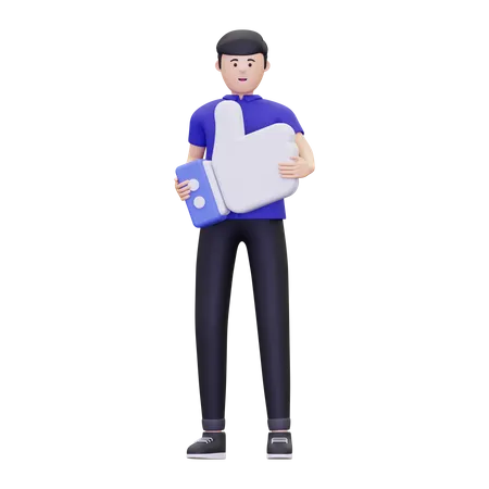 Man Holding The Thumbs Up Symbol  3D Illustration