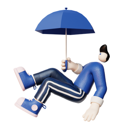 Man holding umbrella  3D Icon