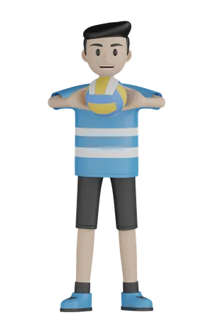 Man Holding Volleyball  3D Illustration