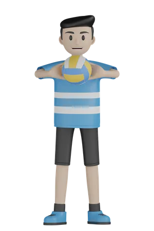 Man Holding Volleyball 3D Illustration