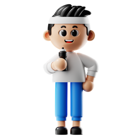 Man Holding Water Bottle  3D Illustration