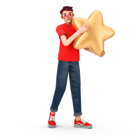 Man holds star  3D Illustration