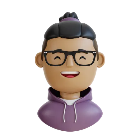 Man Hoodie With Happy Face  3D Icon
