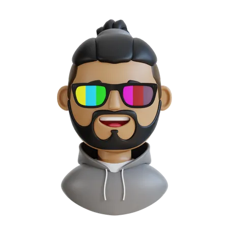 Man Hoodie With Happy Face  3D Icon