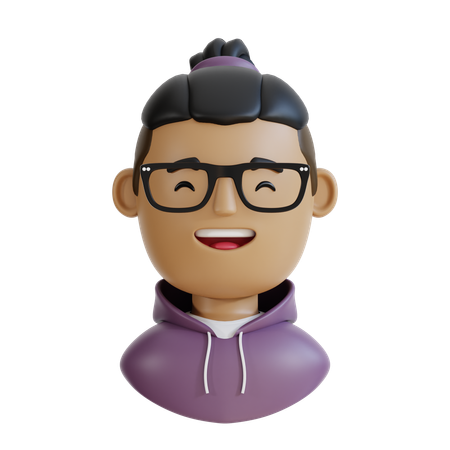 Man Hoodie With Happy Face  3D Icon