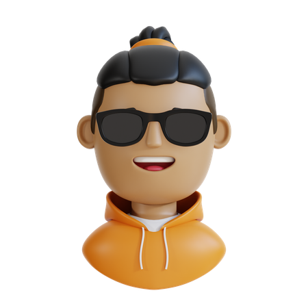 Man Hoodie With Happy Face  3D Icon