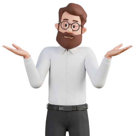 Man In A Confused Pose  3D Illustration