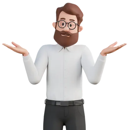 Man In A Confused Pose  3D Illustration