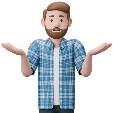 Man In A Confused Pose  3D Illustration