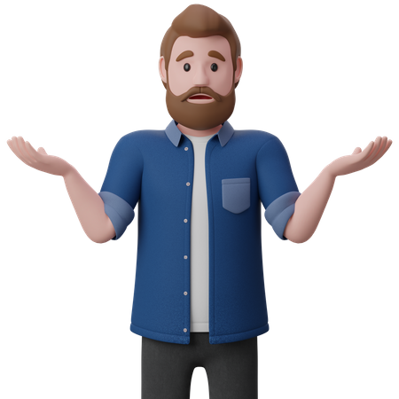 Man In A Confused Pose 3D Illustration