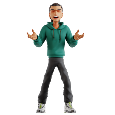 Man in angry pose  3D Illustration