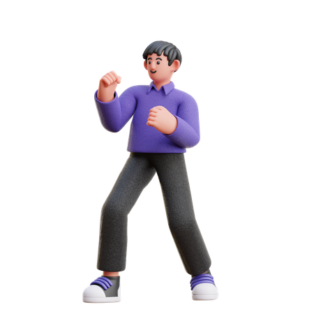 Man in Boxing Pose 3D Illustration