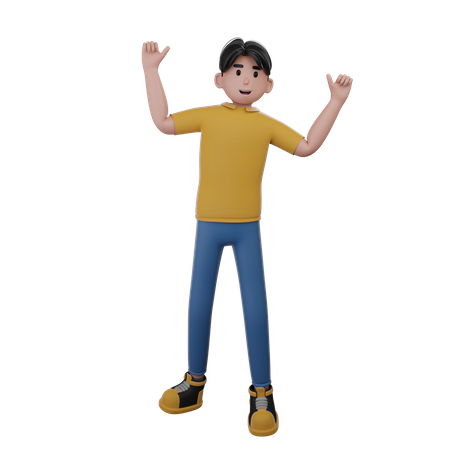 Man In Celebrating Pose  3D Illustration