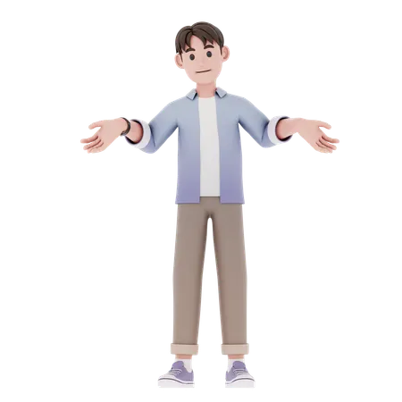 Man In Confused Pose  3D Illustration