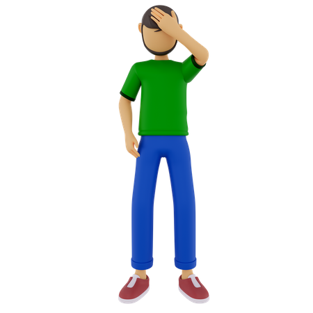 Man In Confused Pose  3D Illustration