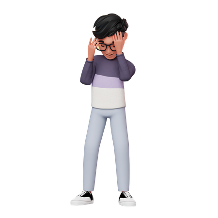 Man In Confused Pose  3D Illustration