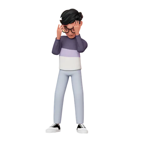 Man In Confused Pose  3D Illustration