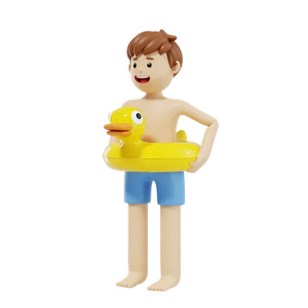Man In Floating Ring  3D Illustration
