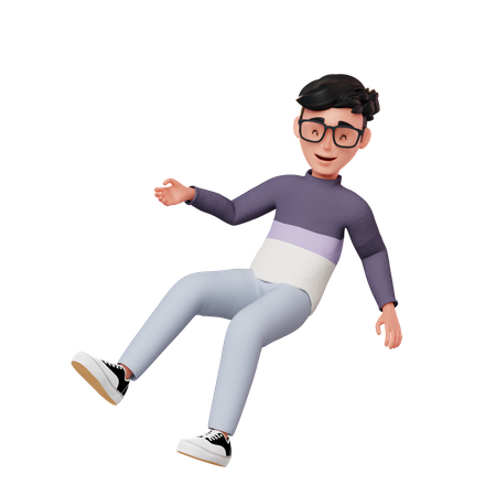 Man In Floating Smiling Pose  3D Illustration