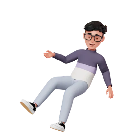 Man In Floating Smiling Pose  3D Illustration