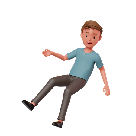 Man In Floating Smiling Pose 3D Illustration