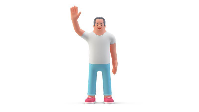 Man in greeting pose 3D Illustration