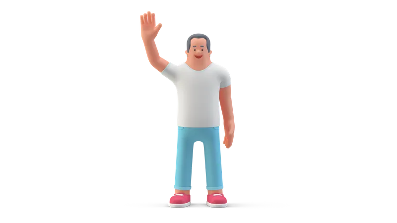 Man in greeting pose  3D Illustration