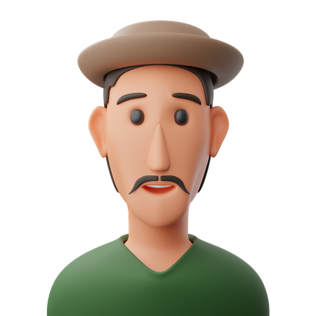 Man in hat avatar  3D Icon