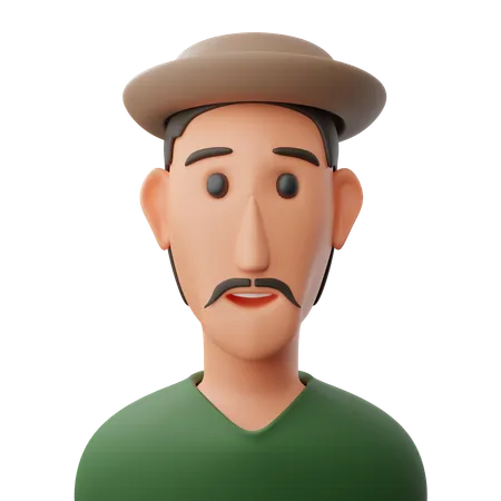 Man in hat avatar  3D Icon