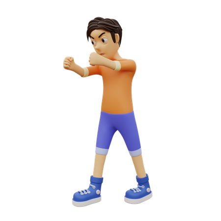 Man in Punching pose  3D Illustration
