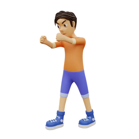 Man in Punching pose  3D Illustration