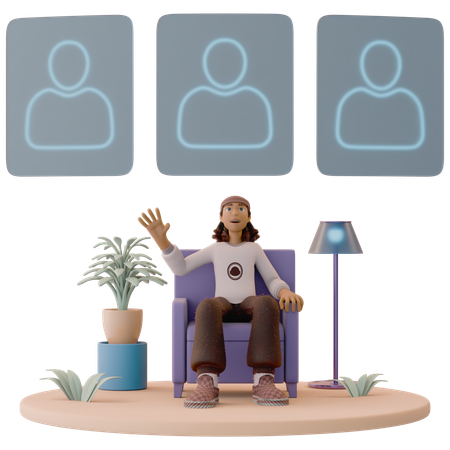 Man in Support Group Circle  3D Icon