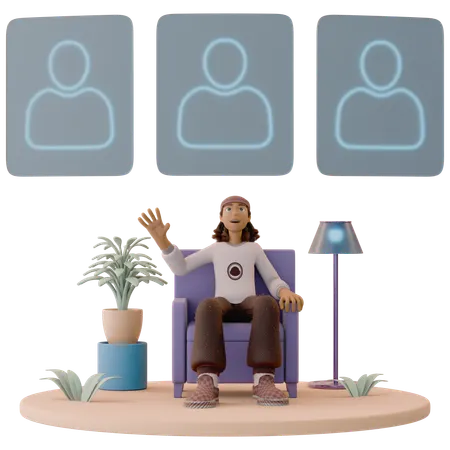 Man in Support Group Circle  3D Icon