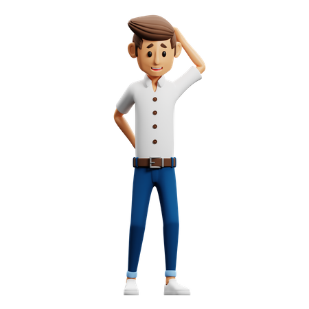 Man In Worry Pose  3D Illustration