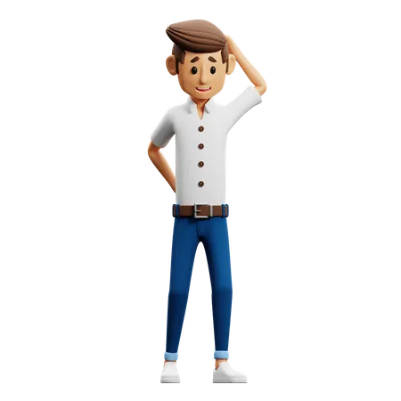 Man In Worry Pose  3D Illustration