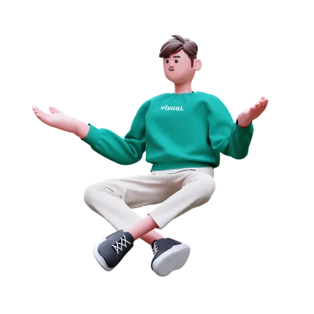 Man in yoga pose  3D Illustration